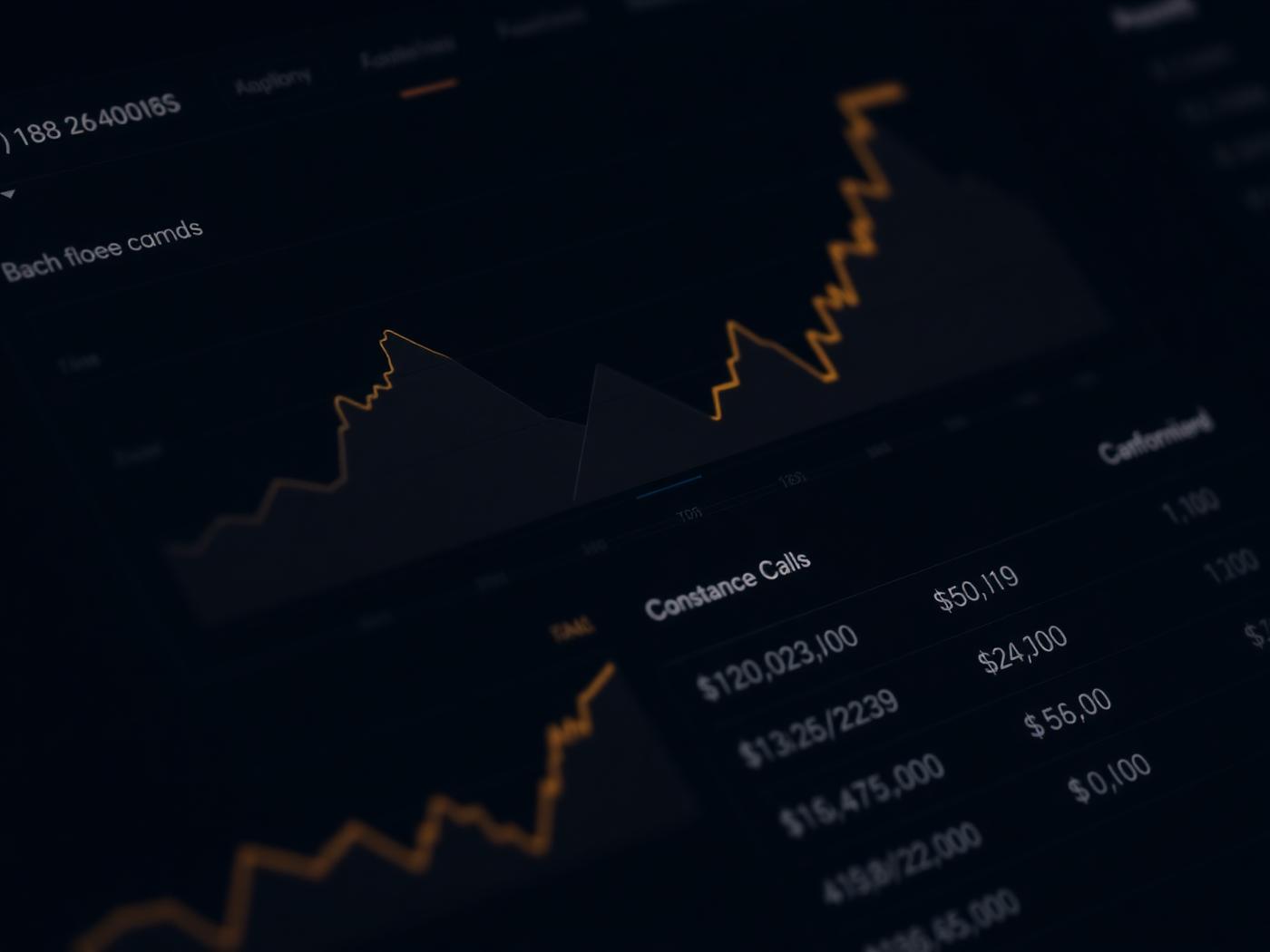 Close-up of dashboard cash flow charts