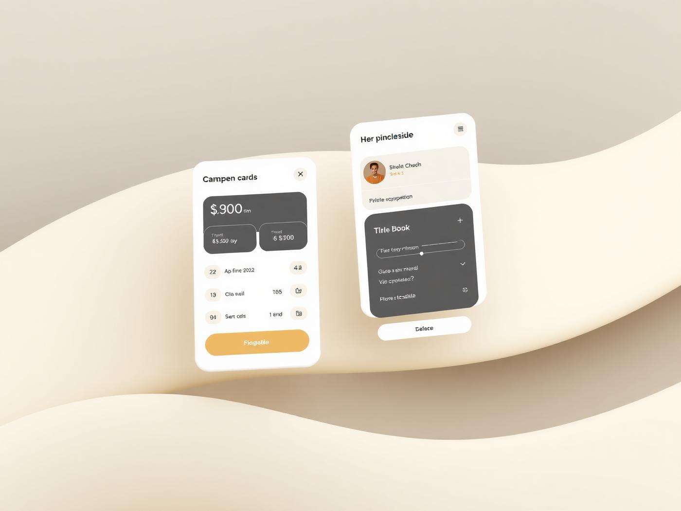 Mobile fintech comparison cards concept