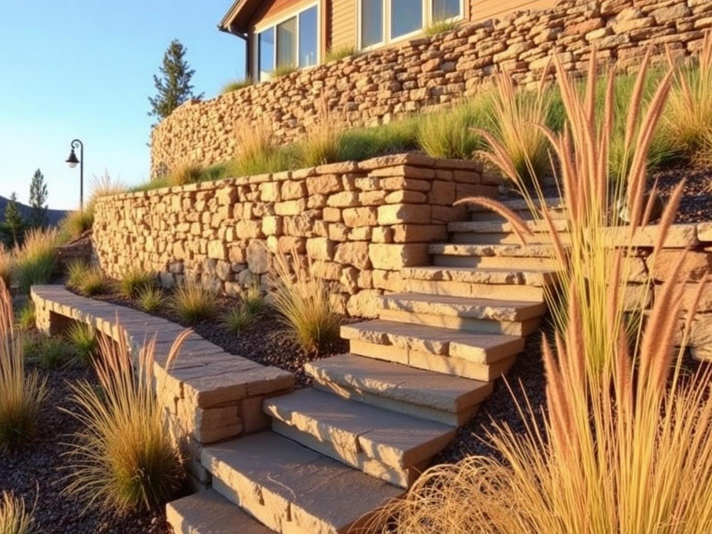Detail of dry-stacked stone wall coursing